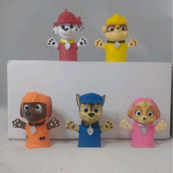 Nickelodeon 5  Paw Patrol Bath Finger Puppets  Rubble Chase Marshall Skye Zuma - Picture 1 of 8